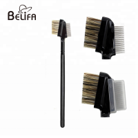 wholesale professional premium makeup metal Teeth Eyelash defining Comb with cover and Duo End Angled Eyebrow Brush with Spoolie